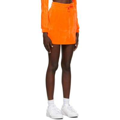 Shop Adidas Originals Orange Jeremy Scott Edition Velour Skirt In App Signal Orange