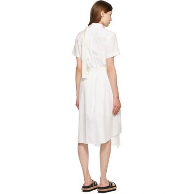 Shop Sacai White Poplin Pleated Dress In 151 Off White