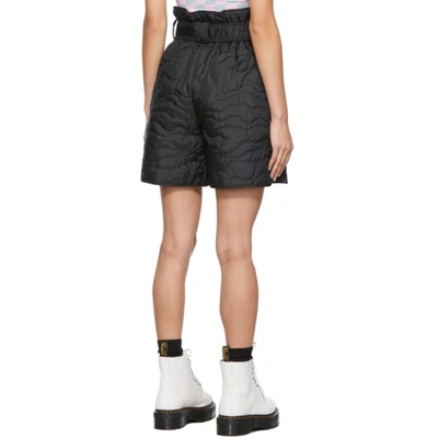 Shop Ganni Black Quilted Recycled Paper-bag Shorts In 099 Black