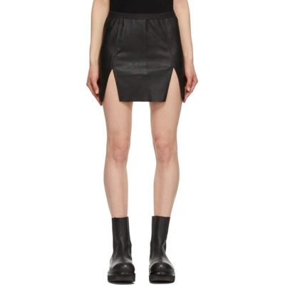 Shop Rick Owens Black Leather Scari Miniskirt In 09 Black