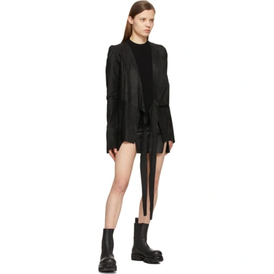 Shop Rick Owens Black Leather Scari Miniskirt In 09 Black