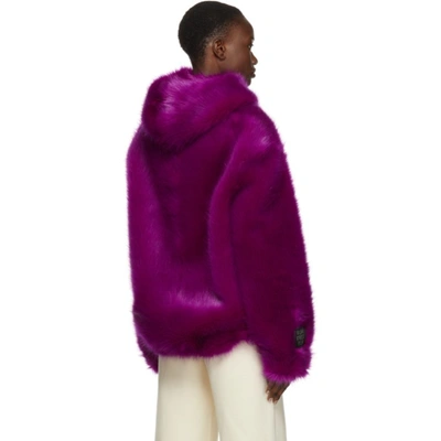 Shop Stella Mccartney Purple Faux-fur Adan Hooded Jacket In 5162 Amethyste