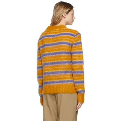 Shop Marni Yellow Striped Brushed Mohair Sweater In Rgy65 Gold