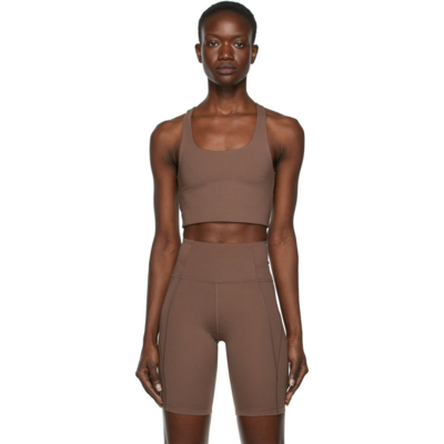 Shop Girlfriend Collective Brown Paloma Sports Bra In Storm