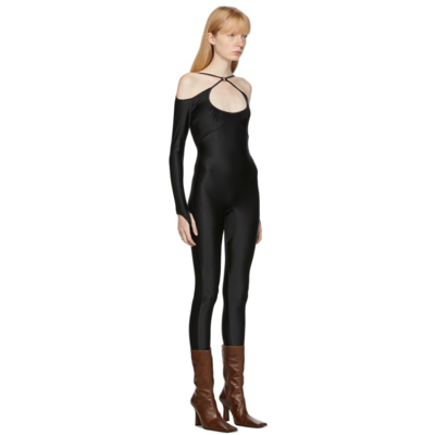 Shop Knwls Black Nulle Alter Cross Neck Catsuit In Dark