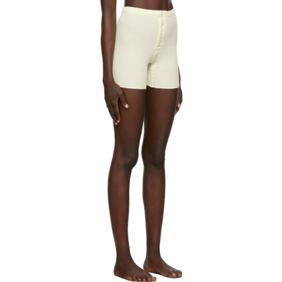 Shop Skims Off-white Waffle Boy Shorts In Cream