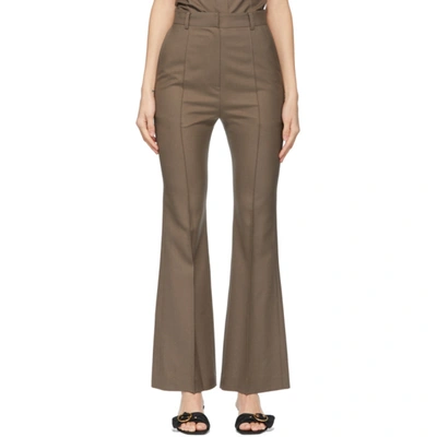 Shop Drae Brown Summer Wool Bootcut Trousers