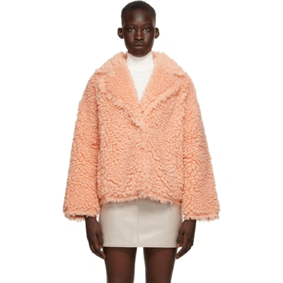 Shop Stand Studio Pink Faux-fur Sherry Jacket In 30100 Peach