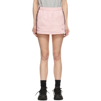 Shop Vetements Pink Logo Tape Molton Miniskirt In Baby Pink