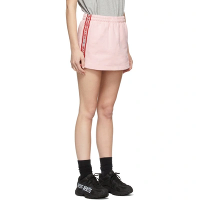 Shop Vetements Pink Logo Tape Molton Miniskirt In Baby Pink