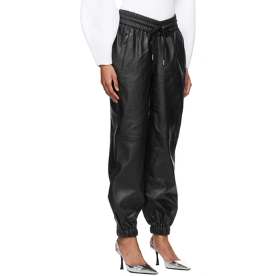Shop Alexander Wang Black Dipped Waist Jogger Leather Pants In 001 Black