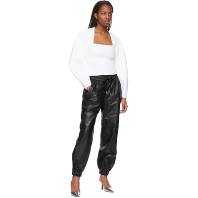 Shop Alexander Wang Black Dipped Waist Jogger Leather Pants In 001 Black