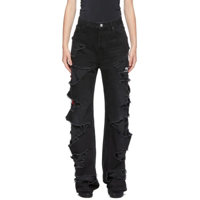 Shop Balenciaga Black Slashed Relaxed-fit Jeans
