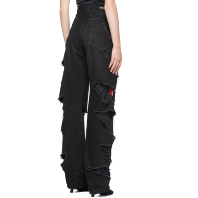 Shop Balenciaga Black Slashed Relaxed-fit Jeans