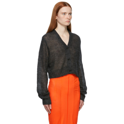 Shop Acne Studios Grey Mohair Cropped Cardigan In Aa2 Anthracite Grey