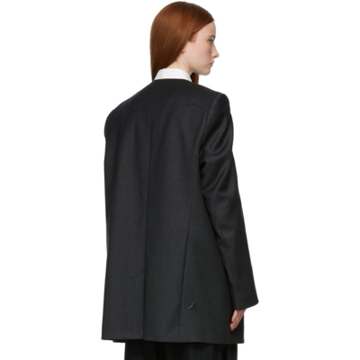 Ader Error Grey Open Front Wool Blazer In Chcoal