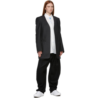 Ader Error Grey Open Front Wool Blazer In Chcoal