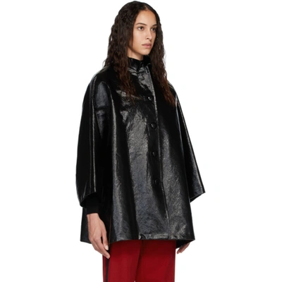 Shop Balenciaga Black Denim Coated Opera Coat In 1000 Black