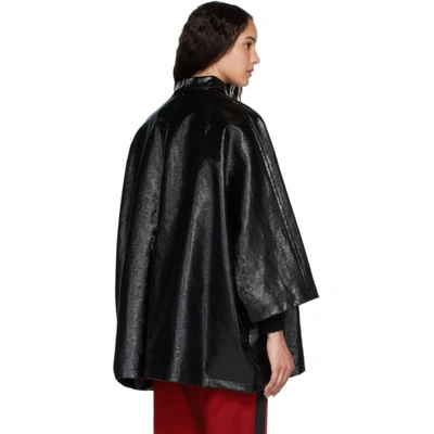 Shop Balenciaga Black Denim Coated Opera Coat In 1000 Black