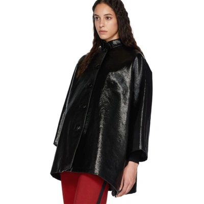 Shop Balenciaga Black Denim Coated Opera Coat In 1000 Black