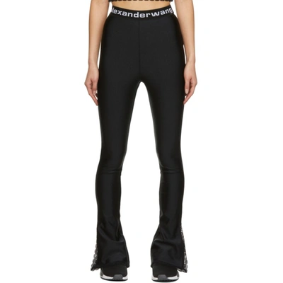 Lace-trimmed Stretch-jersey Flared Leggings In Black