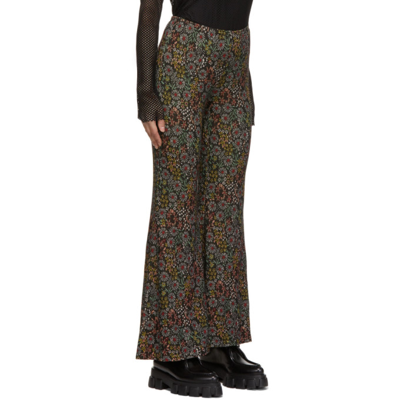 Shop Anna Sui Brown Wonder Flower Trousers In Red Multi
