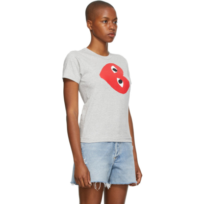 Shop Comme Des Garçons Play Sideways Heart T-shirt In Grey