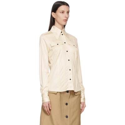 Shop Victoria Beckham Off-white Silk Pintuck Shirt In 6981 Cream