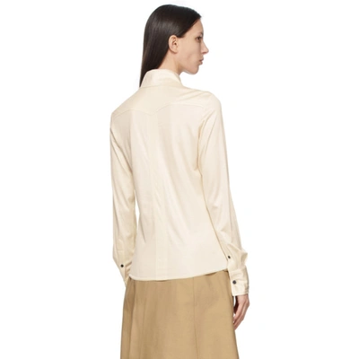 Shop Victoria Beckham Off-white Silk Pintuck Shirt In 6981 Cream