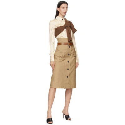 Shop Victoria Beckham Off-white Silk Pintuck Shirt In 6981 Cream