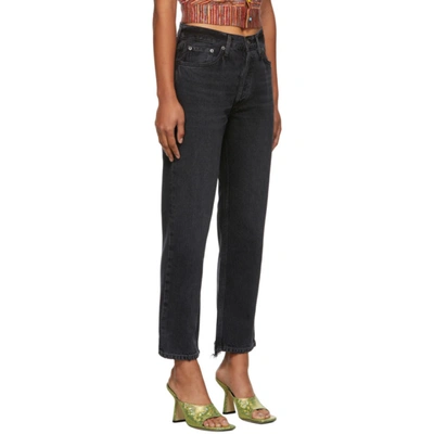 Shop Agolde Lana Cropped Vintage Straight Jeans In Rhyme (whsd Blk W/he