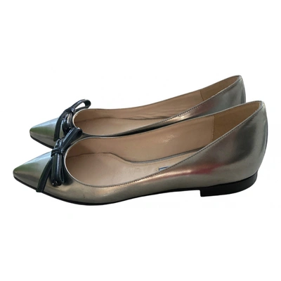 Pre-owned Prada Leather Ballet Flats In Metallic