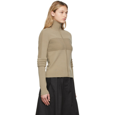 Shop Dion Lee Khaki Moto Rib Zip-up Sweater In Surplus Green