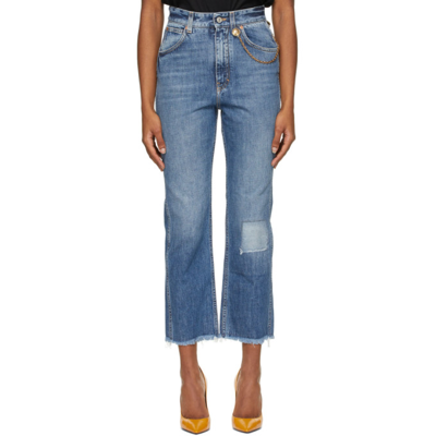 Shop Givenchy Blue Cropped 4g Chain Jeans In 420-medium