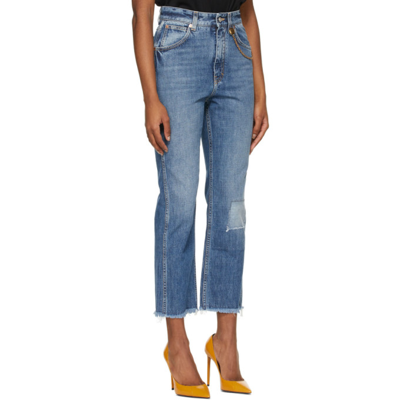 Shop Givenchy Blue Cropped 4g Chain Jeans In 420-medium