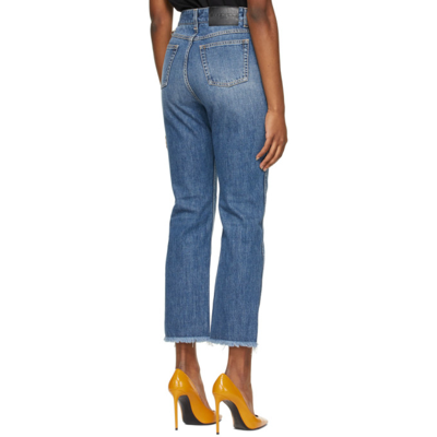 Shop Givenchy Blue Cropped 4g Chain Jeans In 420-medium