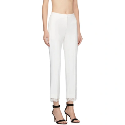 Shop Alexander Mcqueen Off-white Lace Crepe Trousers In 9007 Ivory