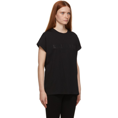 Shop Balmain Black Strass T-shirt In Eap Noir