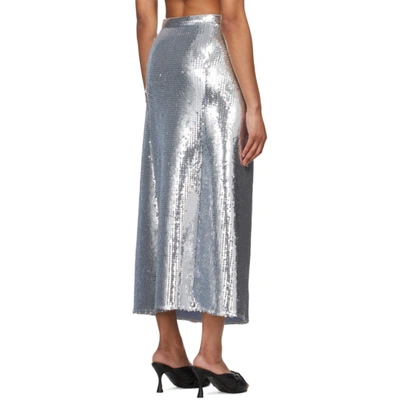 Shop Paco Rabanne Silver Sequin Midi Skirt In P040 Silver