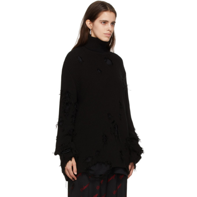 Balenciaga Destroyed Turtleneck Layered Sweater In Black | ModeSens