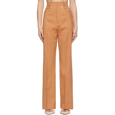 Shop Jacquemus Orange 'le Pantalon Sauge' Trousers In Terracotta