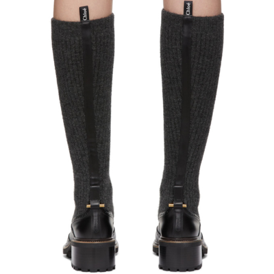 Shop Chloé Black & Grey Franne Sock Boots In 001 Black