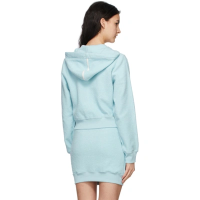 Shop Moschino Blue Inside Out Label Zip-up Hoodie In A1306 Blue