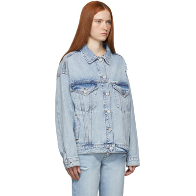 Shop Frame Blue 'le Oversized Jacket' Denim Jacket In Clash Clas