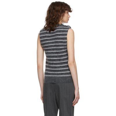Shop Ganni Grey Rib Knit Vest In 921 Paloma Melange