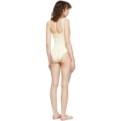 Shop Haight Off-white Ribbed Gabi Swimsuit In 0274 White Clay