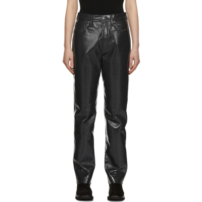 Shop Agolde Grey 90s Recycled Leather Trousers In Shadow Patent (shiny