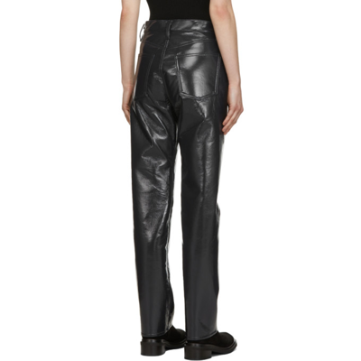 Shop Agolde Grey 90s Recycled Leather Trousers In Shadow Patent (shiny