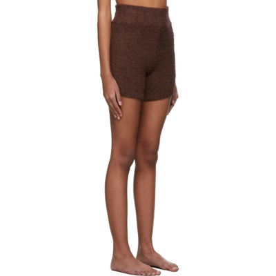 Shop Skims Brown Cozy Knit Boy Shorts In Garnet