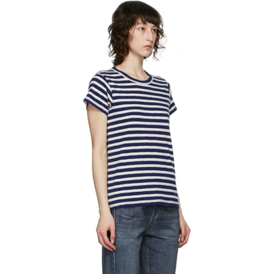 Shop Rag & Bone Blue & White Striped 'the Slub' T-shirt In Blustrpe